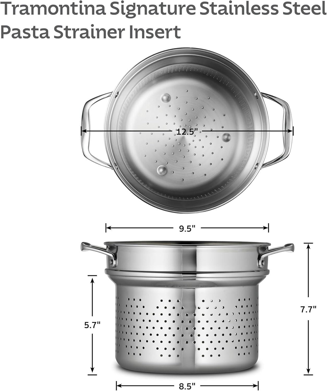 image:imageTramontina Signature TriPly Clad Stainless Steel 3Quart Saute Pan with Lid InductionReady Cooking Pan DishwasherSafe NSFCertified Made in BrazilPASTA INSERT