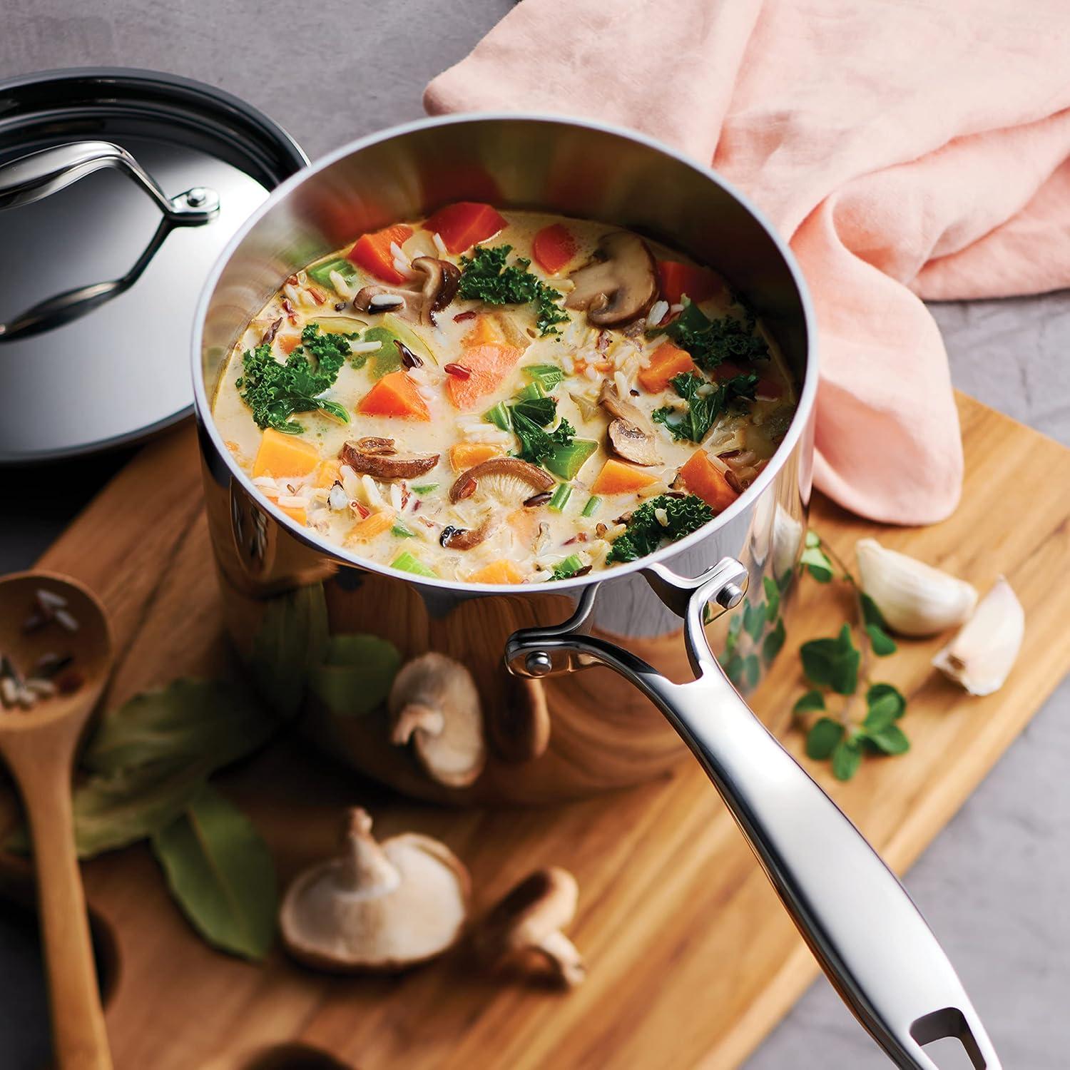 image:imageTramontina Signature TriPly Clad Stainless Steel 3Quart Saute Pan with Lid InductionReady Cooking Pan DishwasherSafe NSFCertified Made in BrazilSAUCE PAN