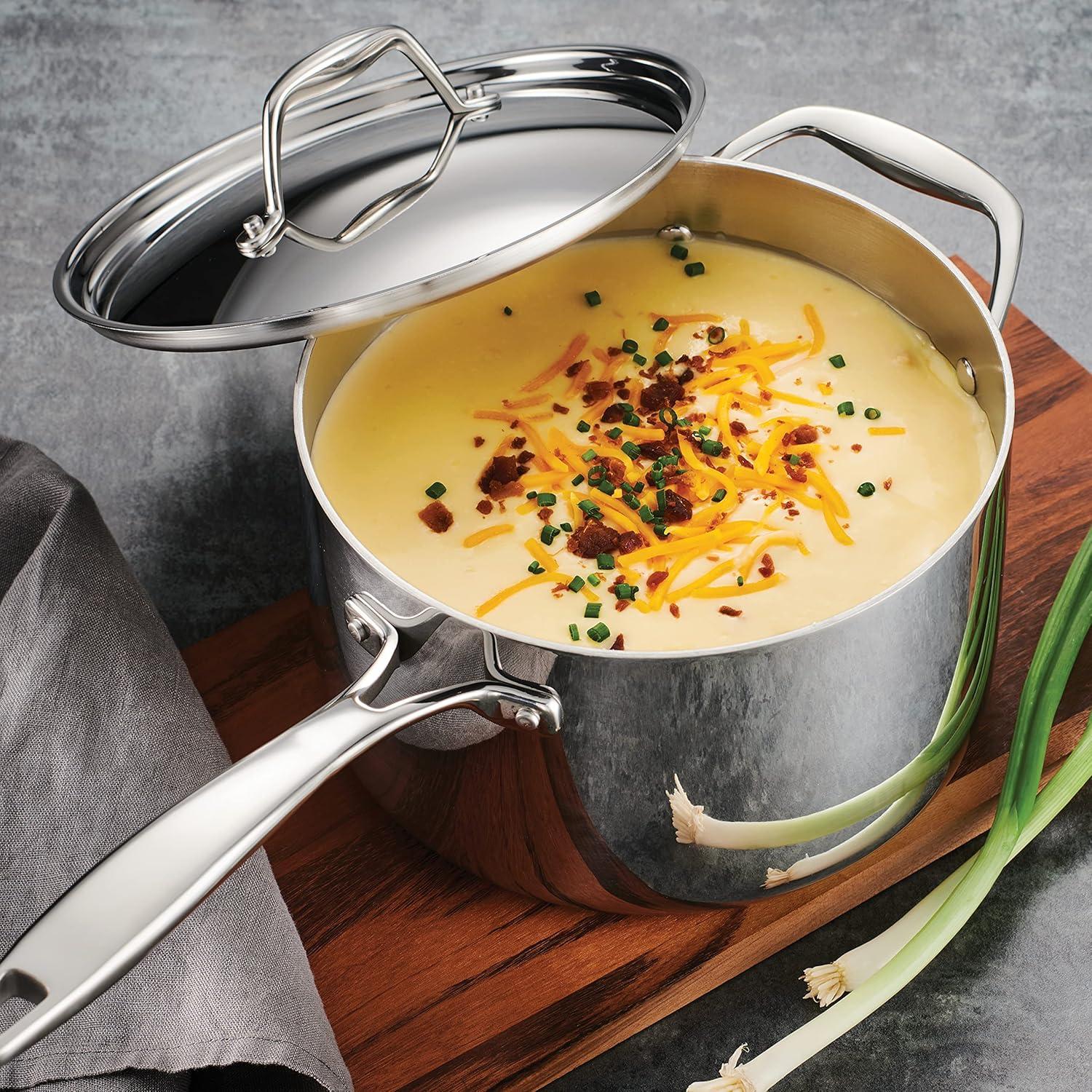 image:imageTramontina Signature TriPly Clad Stainless Steel 3Quart Saute Pan with Lid InductionReady Cooking Pan DishwasherSafe NSFCertified Made in BrazilSAUCE PAN
