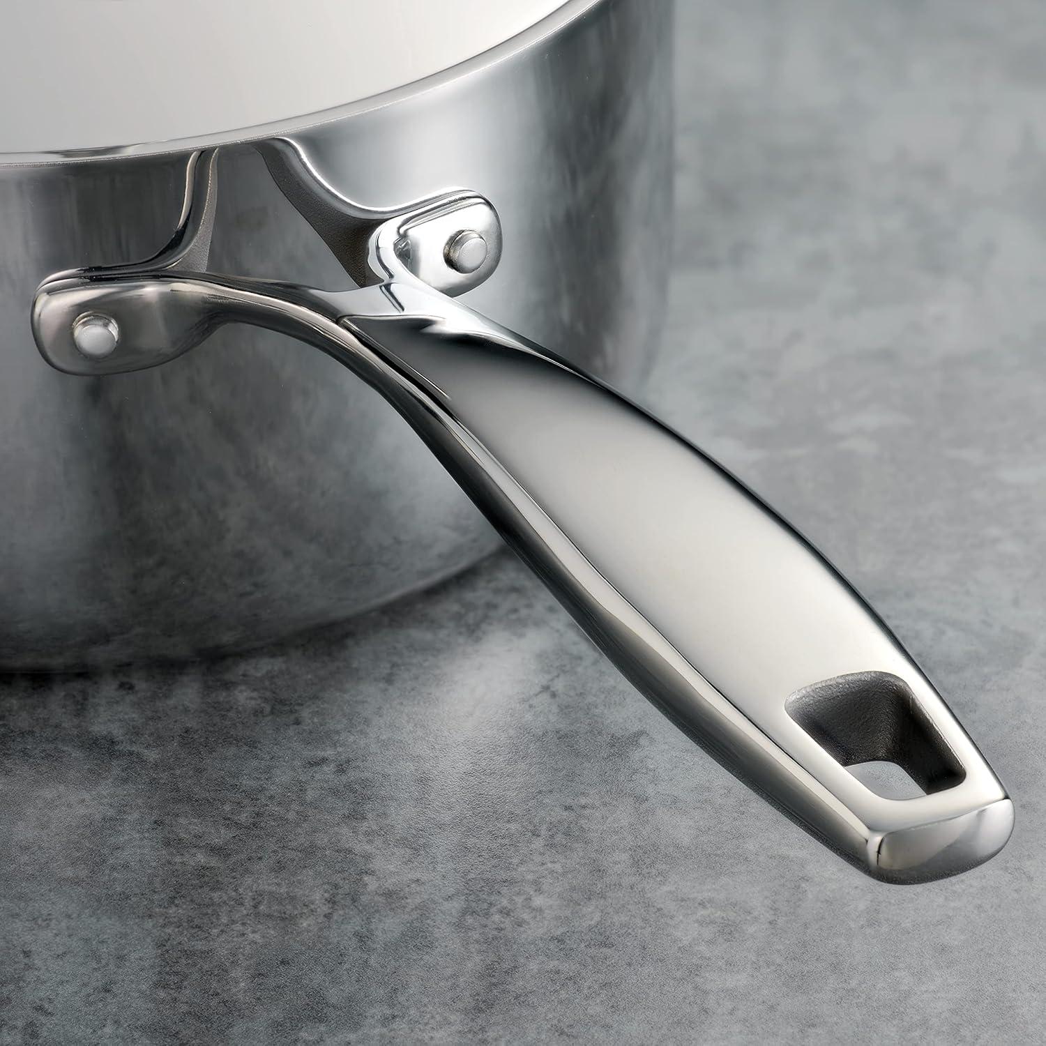 image:imageTramontina Signature TriPly Clad Stainless Steel 3Quart Saute Pan with Lid InductionReady Cooking Pan DishwasherSafe NSFCertified Made in BrazilSAUCE PAN