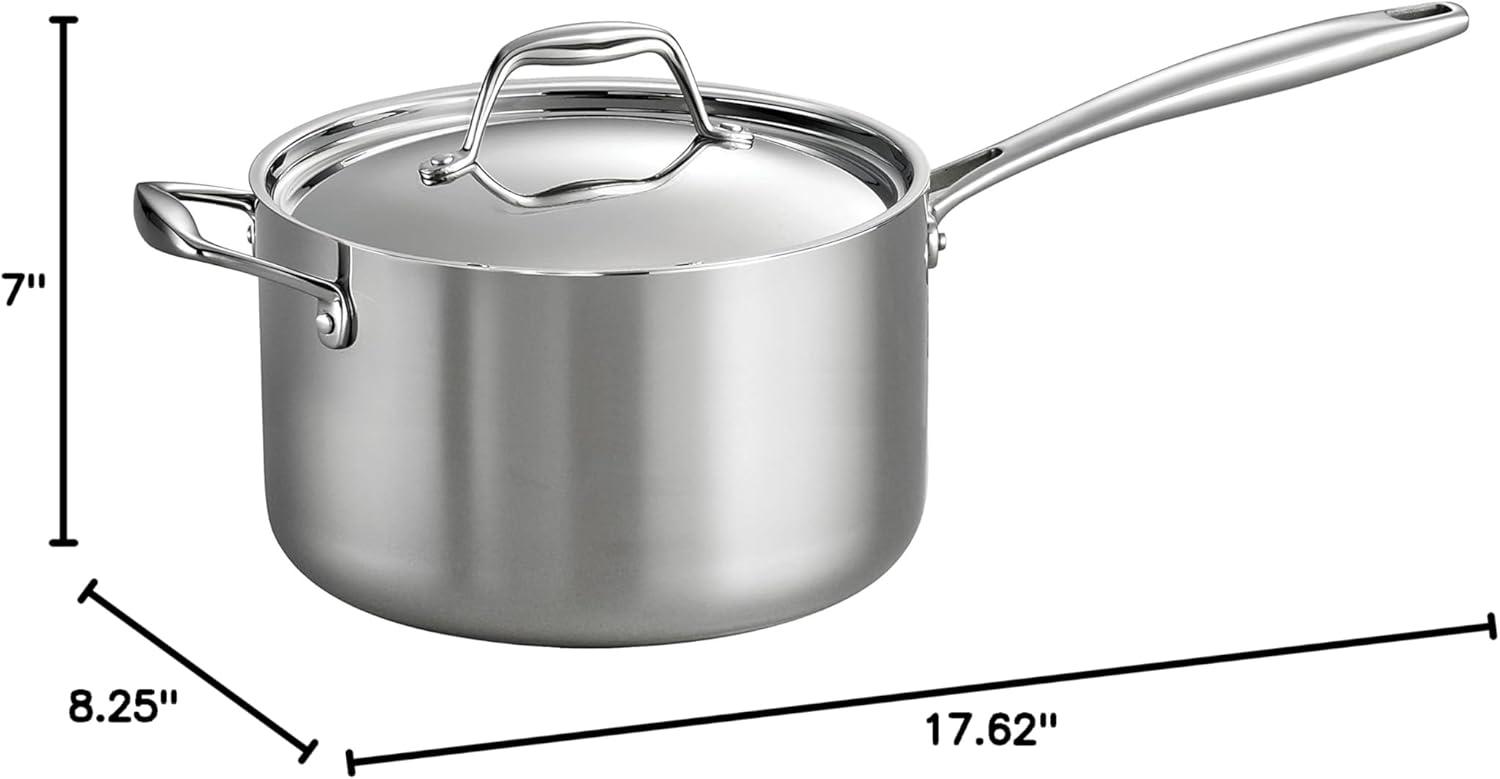 image:imageTramontina Signature TriPly Clad Stainless Steel 3Quart Saute Pan with Lid InductionReady Cooking Pan DishwasherSafe NSFCertified Made in BrazilSAUCE PAN