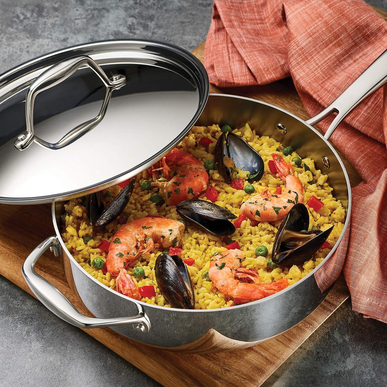 image:imageTramontina Signature TriPly Clad Stainless Steel 3Quart Saute Pan with Lid InductionReady Cooking Pan DishwasherSafe NSFCertified Made in BrazilSAUTE PAN