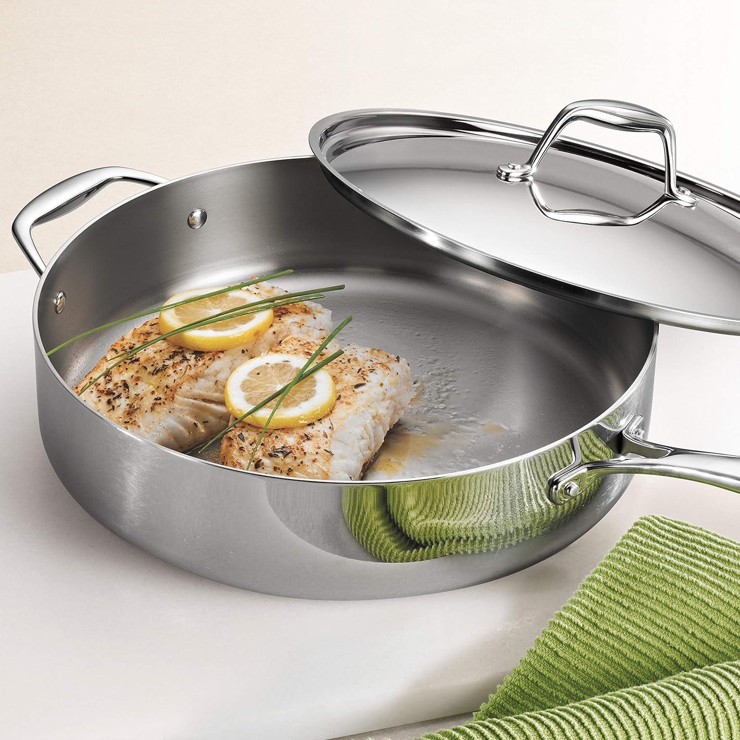 image:imageTramontina Signature TriPly Clad Stainless Steel 3Quart Saute Pan with Lid InductionReady Cooking Pan DishwasherSafe NSFCertified Made in BrazilSAUTE PAN