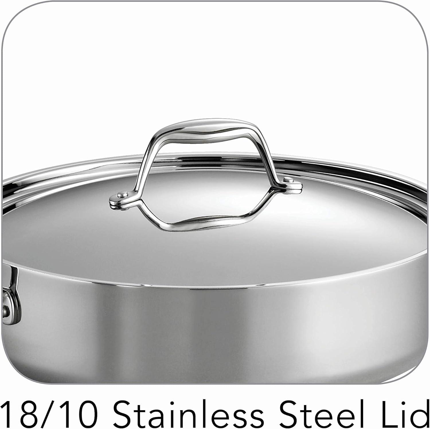 image:imageTramontina Signature TriPly Clad Stainless Steel 3Quart Saute Pan with Lid InductionReady Cooking Pan DishwasherSafe NSFCertified Made in BrazilSAUTE PAN
