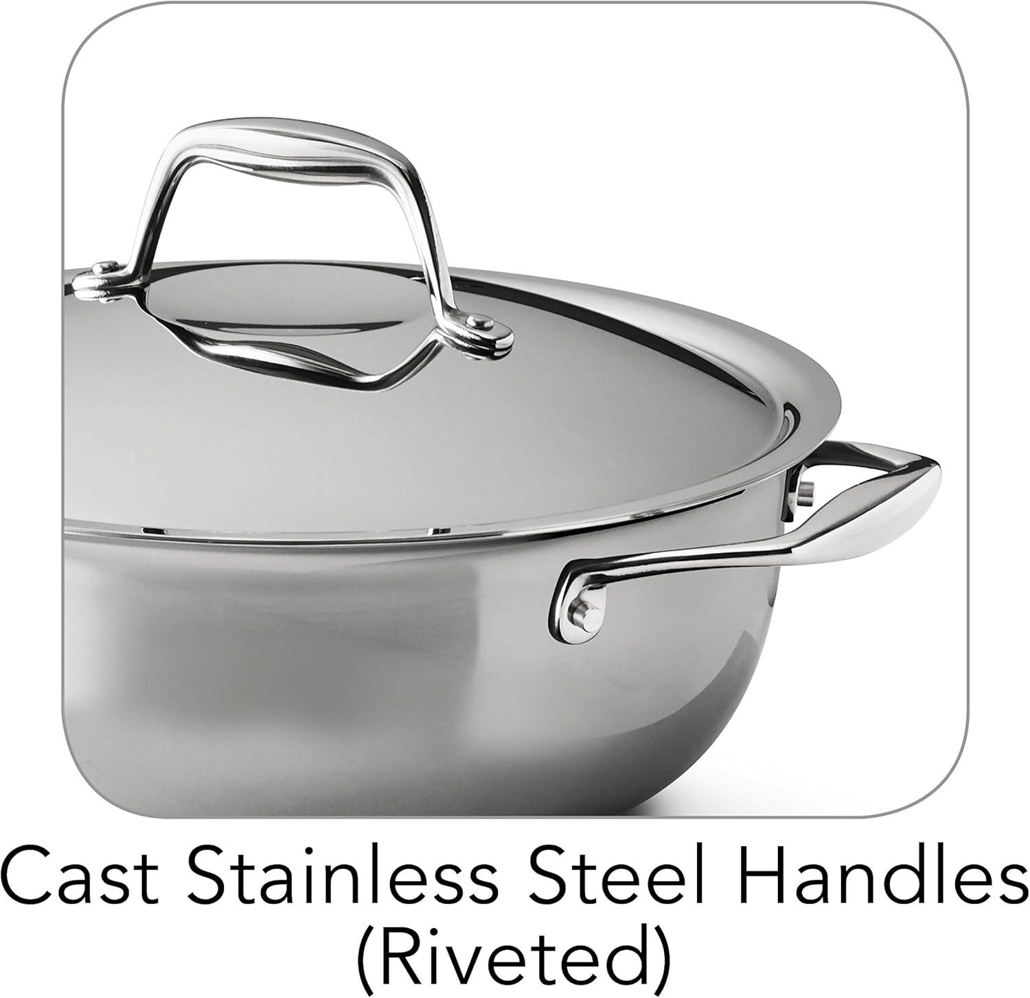 image:imageTramontina Signature TriPly Clad Stainless Steel 3Quart Saute Pan with Lid InductionReady Cooking Pan DishwasherSafe NSFCertified Made in BrazilUNIVERSAL PAN