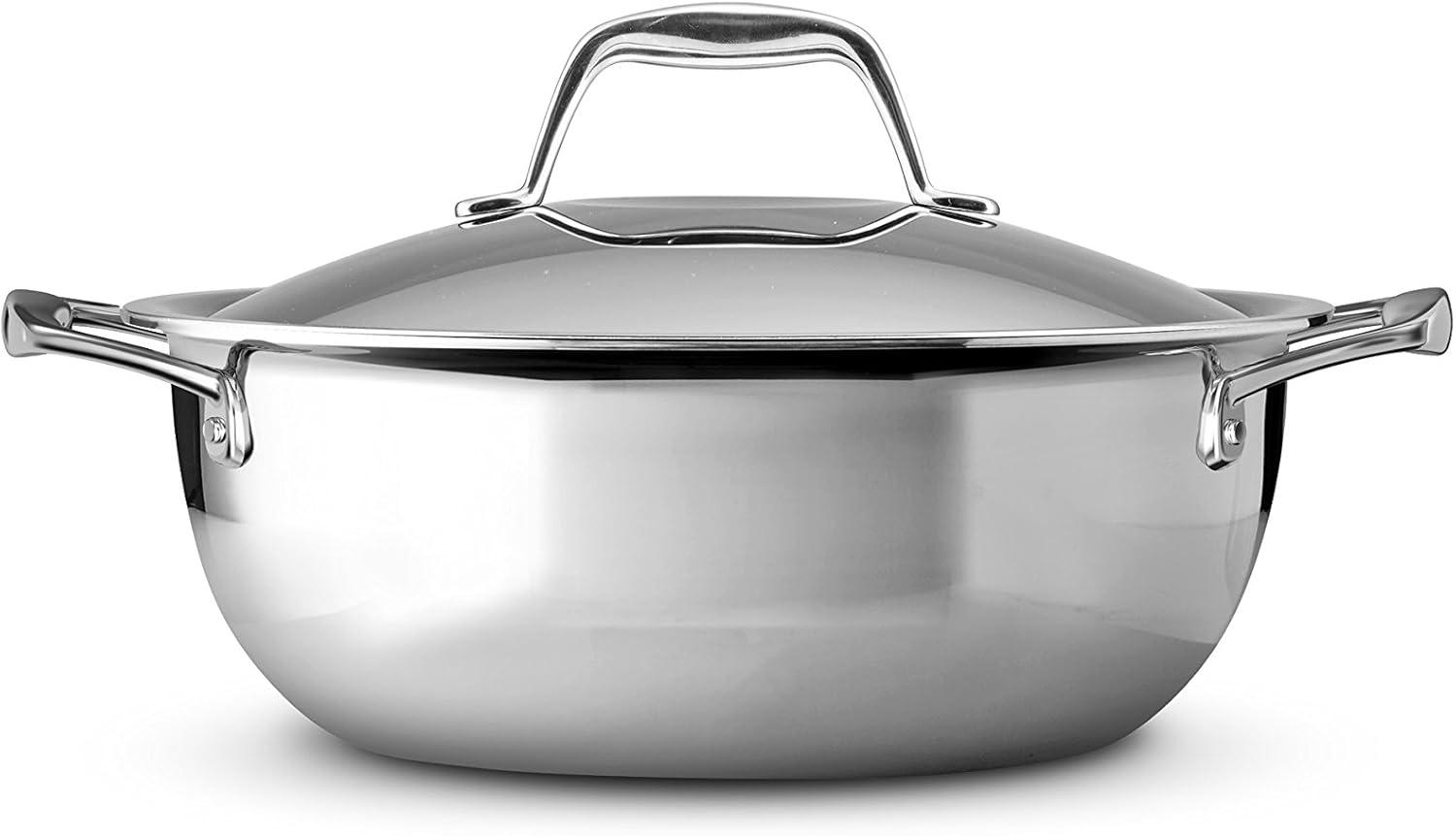 image:imageTramontina Signature TriPly Clad Stainless Steel 3Quart Saute Pan with Lid InductionReady Cooking Pan DishwasherSafe NSFCertified Made in BrazilUNIVERSAL PAN