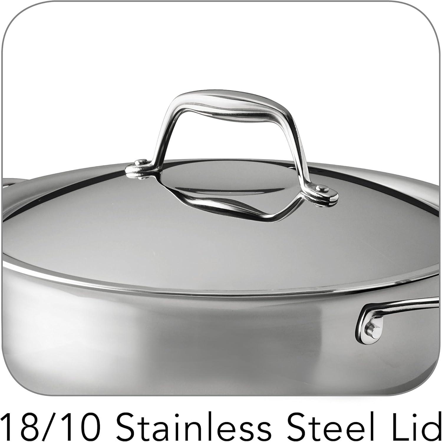 image:imageTramontina Signature TriPly Clad Stainless Steel 3Quart Saute Pan with Lid InductionReady Cooking Pan DishwasherSafe NSFCertified Made in BrazilUNIVERSAL PAN