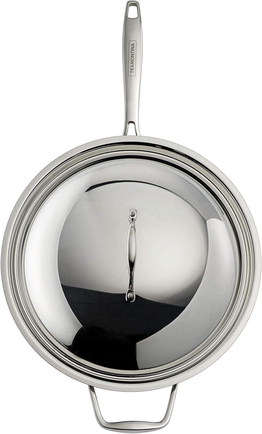 image:imageTramontina Signature TriPly Clad Stainless Steel 3Quart Saute Pan with Lid InductionReady Cooking Pan DishwasherSafe NSFCertified Made in BrazilWOK