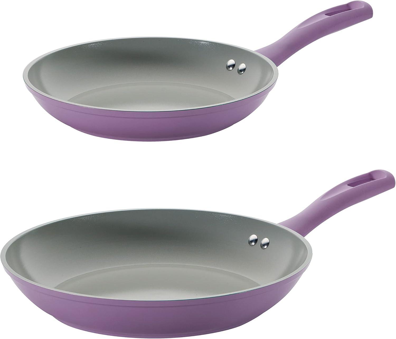 image:imageTramontina Solara 10 amp 12Inch Ceramic Non Stick Frying Pan Set HeavyGauge Aluminum Skillet with Nonstick Coating Dishwasher and Oven Safe Purple 2PackPurple