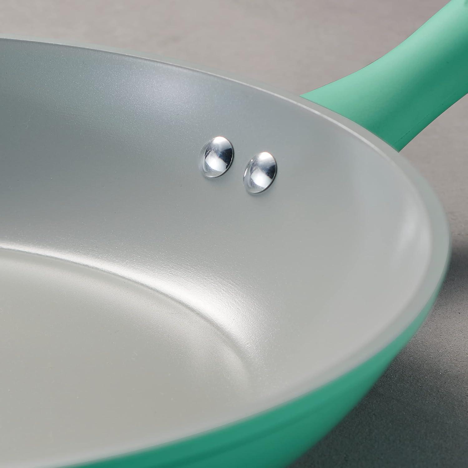 image:imageTramontina Solara 10 amp 12Inch Ceramic Non Stick Frying Pan Set HeavyGauge Aluminum Skillet with Nonstick Coating Dishwasher and Oven Safe Purple 2PackTeal