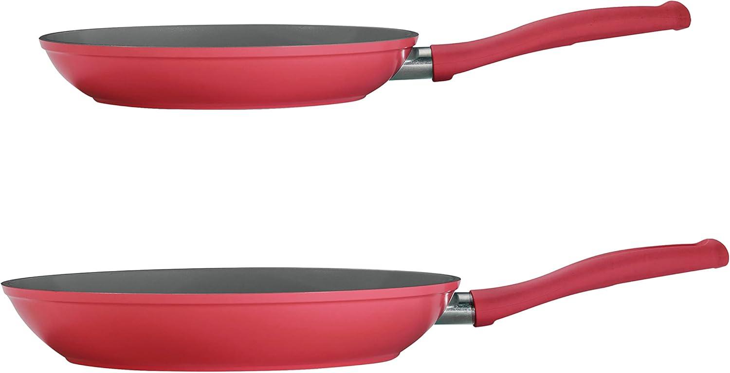 image:imageTramontina Solara 10 amp 12Inch Ceramic Non Stick Frying Pan Set HeavyGauge Aluminum Skillet with Nonstick Coating Dishwasher and Oven Safe Purple 2PackRed