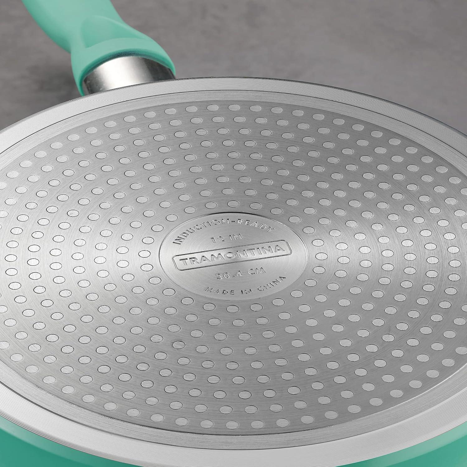 image:imageTramontina Solara 10 amp 12Inch Ceramic Non Stick Frying Pan Set HeavyGauge Aluminum Skillet with Nonstick Coating Dishwasher and Oven Safe Purple 2PackTeal