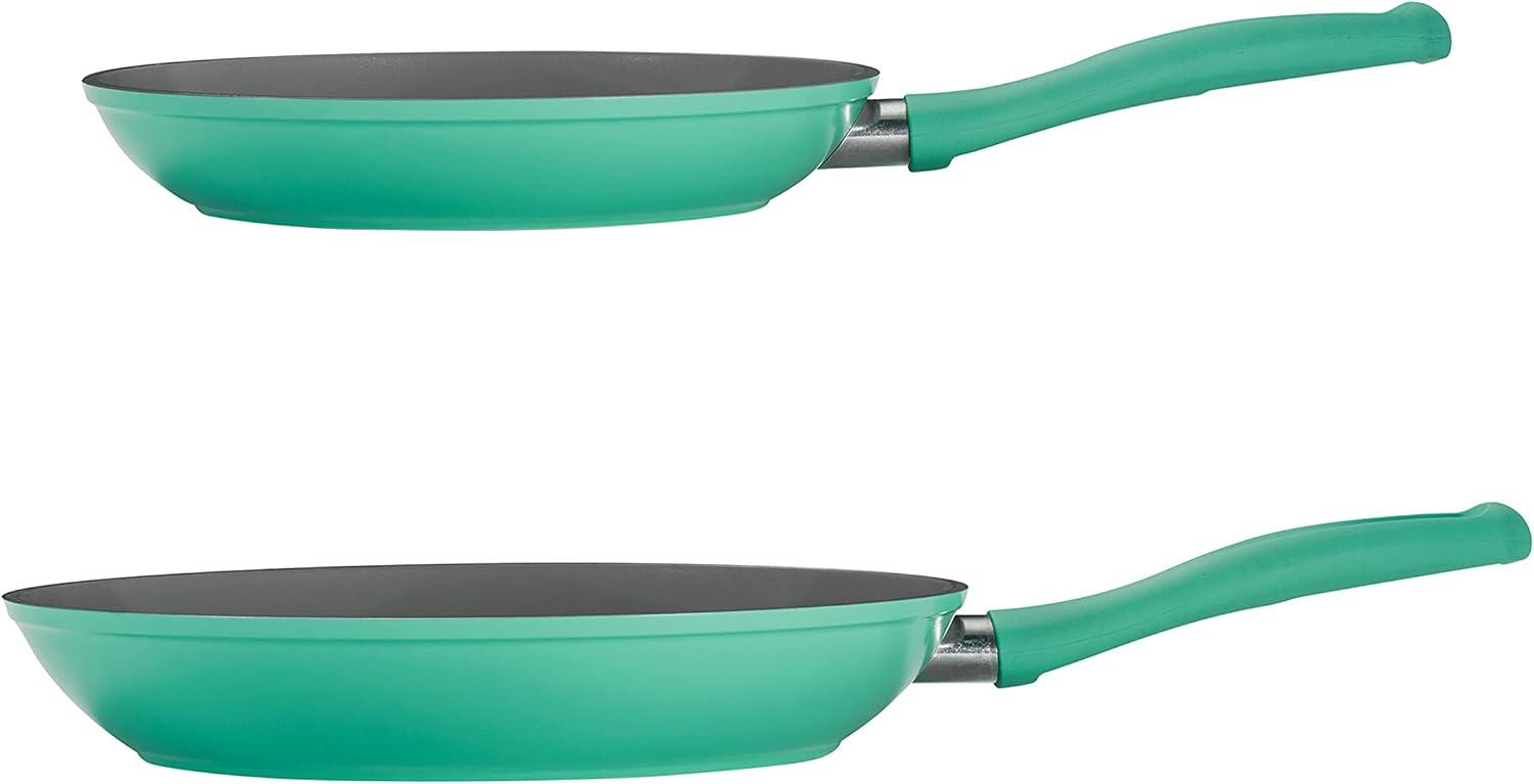 image:imageTramontina Solara 10 amp 12Inch Ceramic Non Stick Frying Pan Set HeavyGauge Aluminum Skillet with Nonstick Coating Dishwasher and Oven Safe Purple 2PackTeal