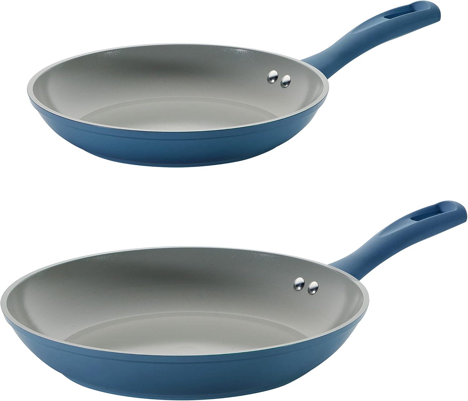 image:imageTramontina Solara 10 amp 12Inch Ceramic Non Stick Frying Pan Set HeavyGauge Aluminum Skillet with Nonstick Coating Dishwasher and Oven Safe Purple 2PackBlue