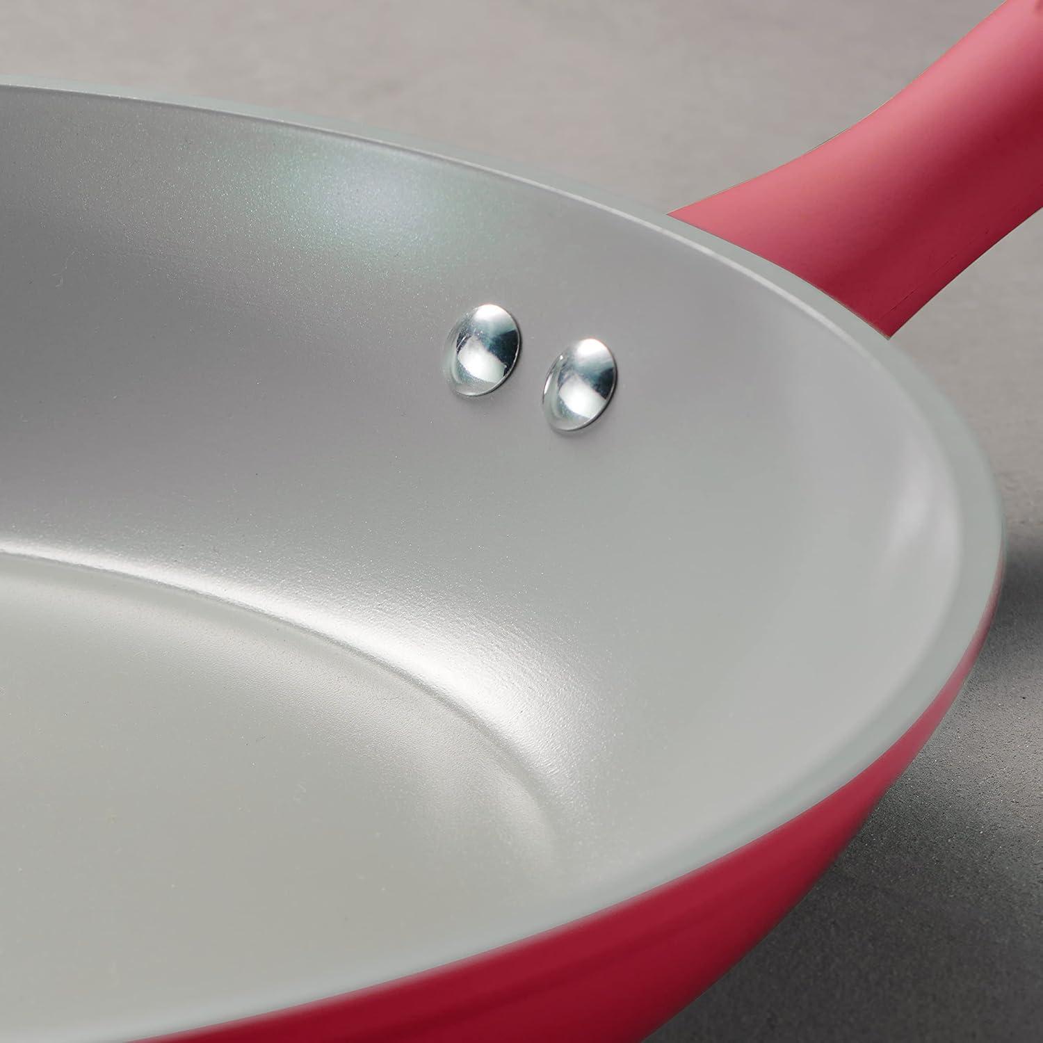 image:imageTramontina Solara 10 amp 12Inch Ceramic Non Stick Frying Pan Set HeavyGauge Aluminum Skillet with Nonstick Coating Dishwasher and Oven Safe Purple 2PackRed
