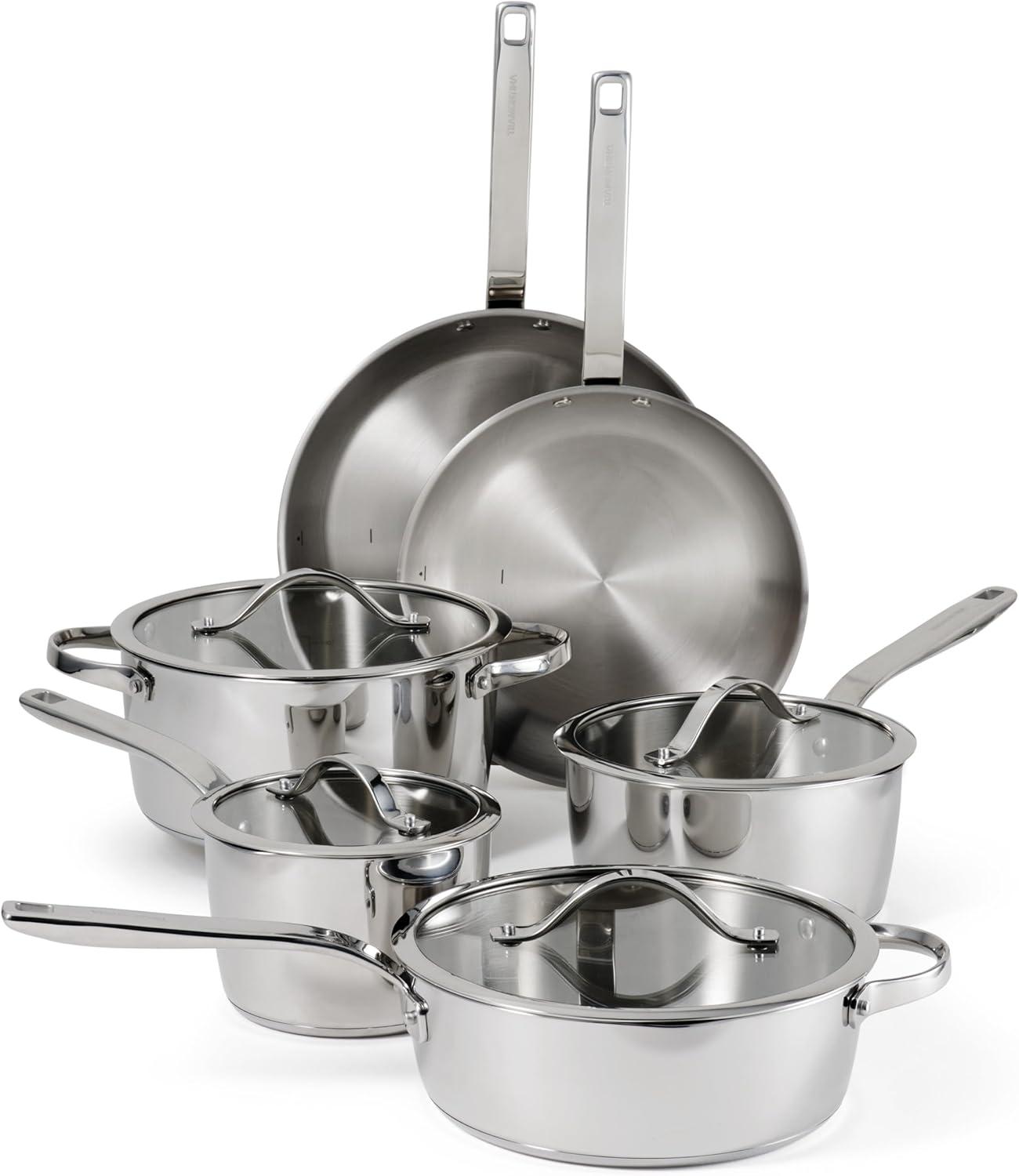 image:imageTramontina Tempo TriPly Base Stainless Steel 14Piece Cookware Set with Glass Lids Pots and Pans Kitchen Set InductionReady OvenSafe DishwasherSafeCookware Set