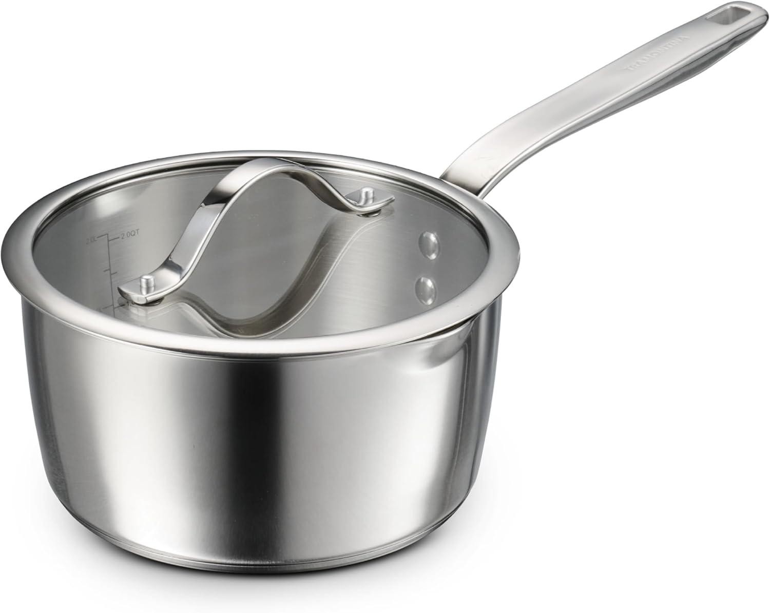 image:imageTramontina Tempo TriPly Base Stainless Steel 14Piece Cookware Set with Glass Lids Pots and Pans Kitchen Set InductionReady OvenSafe DishwasherSafeSauce Pan