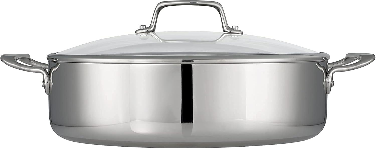 image:imageTramontina TriPly Clad Stainless Steel 12Piece Cookware Set with Glass Lids Pots and Pans Kitchen Set InductionReady DishwasherSafe NSFCertifiedBraiser