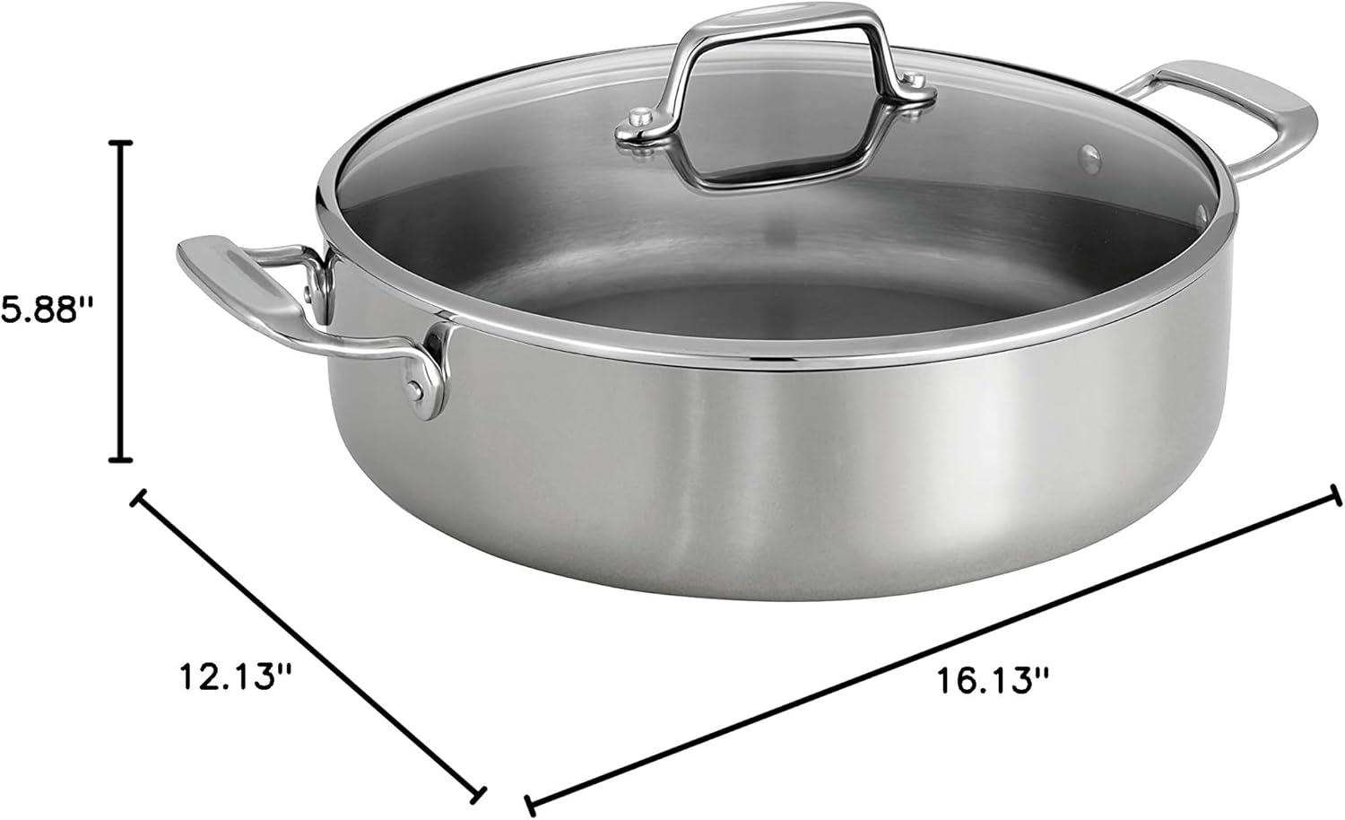 image:imageTramontina TriPly Clad Stainless Steel 12Piece Cookware Set with Glass Lids Pots and Pans Kitchen Set InductionReady DishwasherSafe NSFCertifiedBraiser