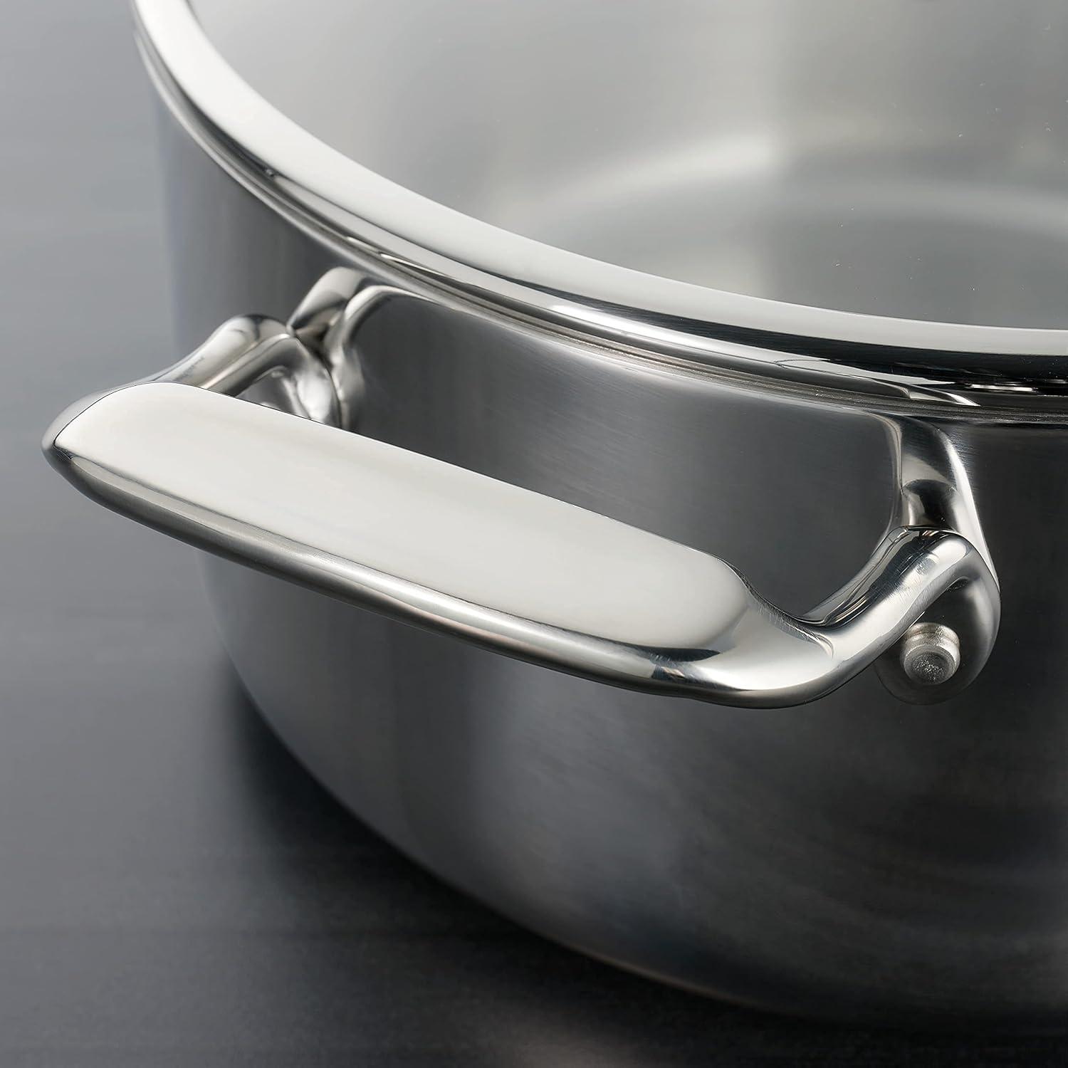 image:imageTramontina TriPly Clad Stainless Steel 12Piece Cookware Set with Glass Lids Pots and Pans Kitchen Set InductionReady DishwasherSafe NSFCertifiedBraiser