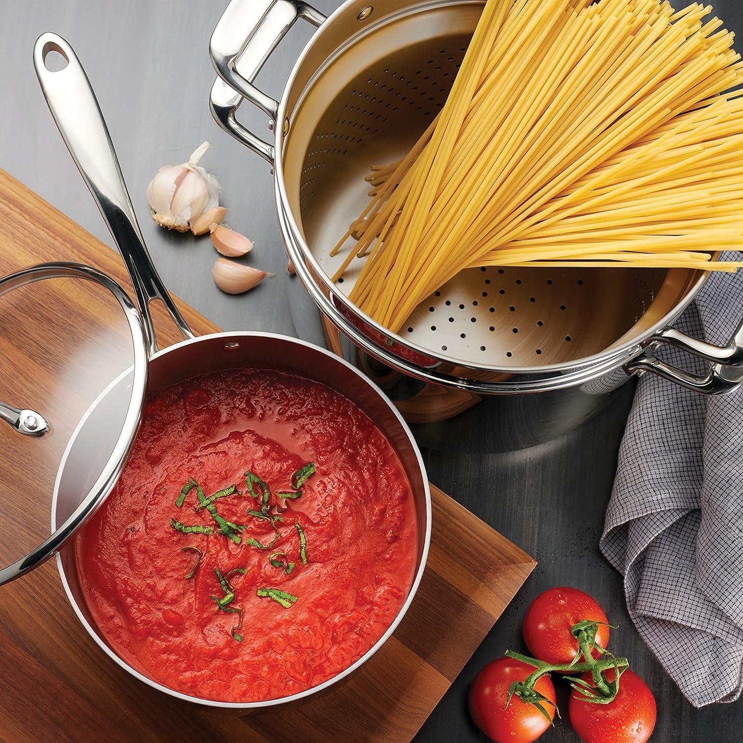 image:imageTramontina TriPly Clad Stainless Steel 12Piece Cookware Set with Glass Lids Pots and Pans Kitchen Set InductionReady DishwasherSafe NSFCertifiedCookware Set