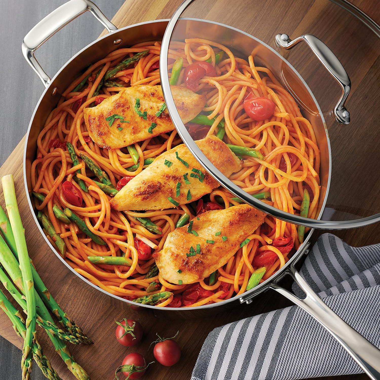 image:imageTramontina TriPly Clad Stainless Steel 12Piece Cookware Set with Glass Lids Pots and Pans Kitchen Set InductionReady DishwasherSafe NSFCertifiedCookware Set