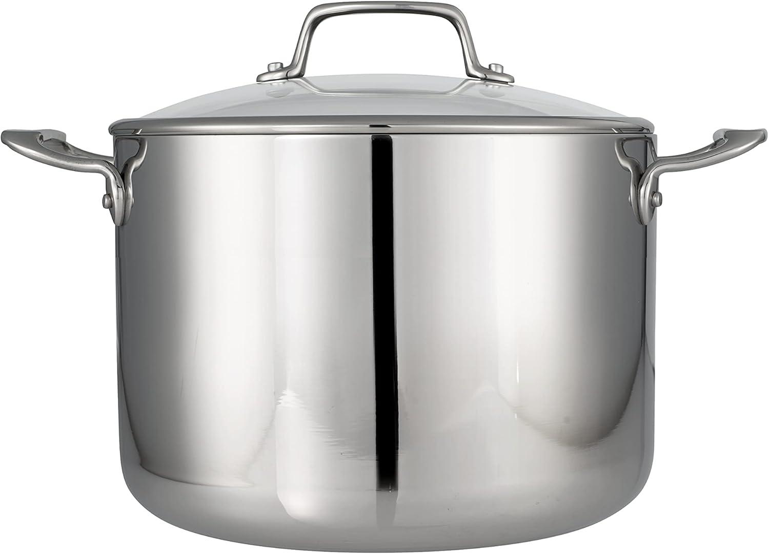 image:imageTramontina TriPly Clad Stainless Steel 12Piece Cookware Set with Glass Lids Pots and Pans Kitchen Set InductionReady DishwasherSafe NSFCertifiedStock Pot