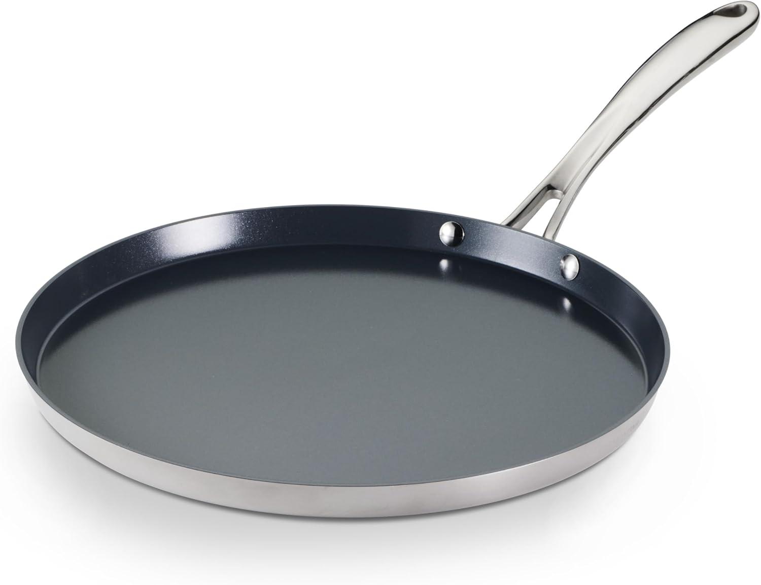 image:imageTramontina Utsava 105Inch TriPly Clad Stainless Steel CeramicCoated Curved Chapati Tawa Nonstick Concave Tava Pan for Roti amp CrepeStainless Steel