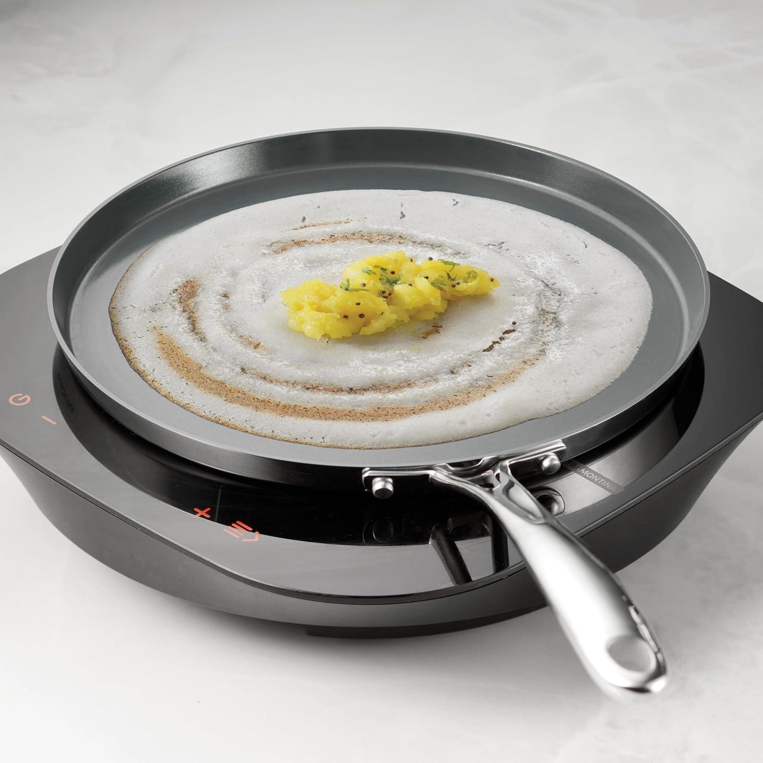 image:imageTramontina Utsava 105Inch TriPly Clad Stainless Steel CeramicCoated Curved Chapati Tawa Nonstick Concave Tava Pan for Roti amp CrepeStainless Steel