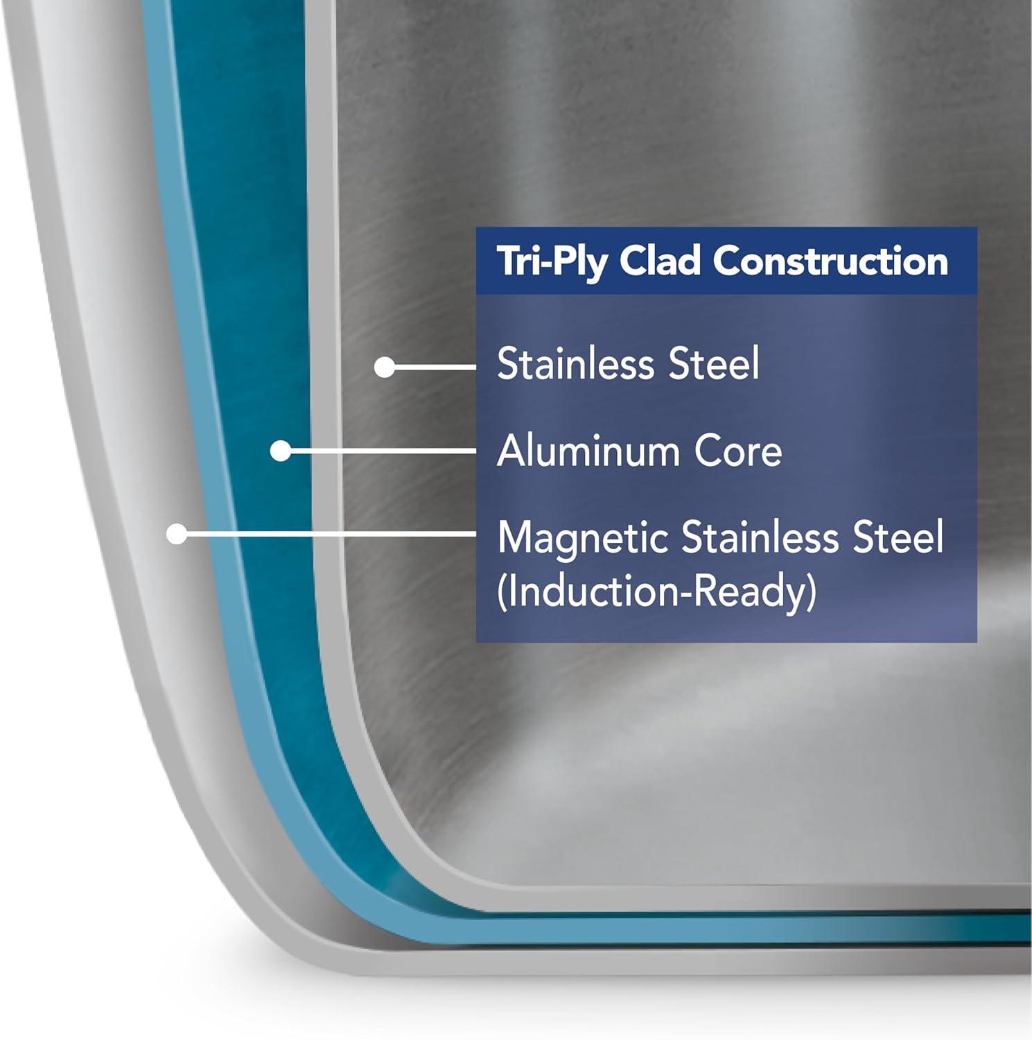 image:imageTramontina Utsava 175Quart TriPly Clad Stainless Steel Tope with Lid Small Patila Pot for Indian CookingStainless Steel