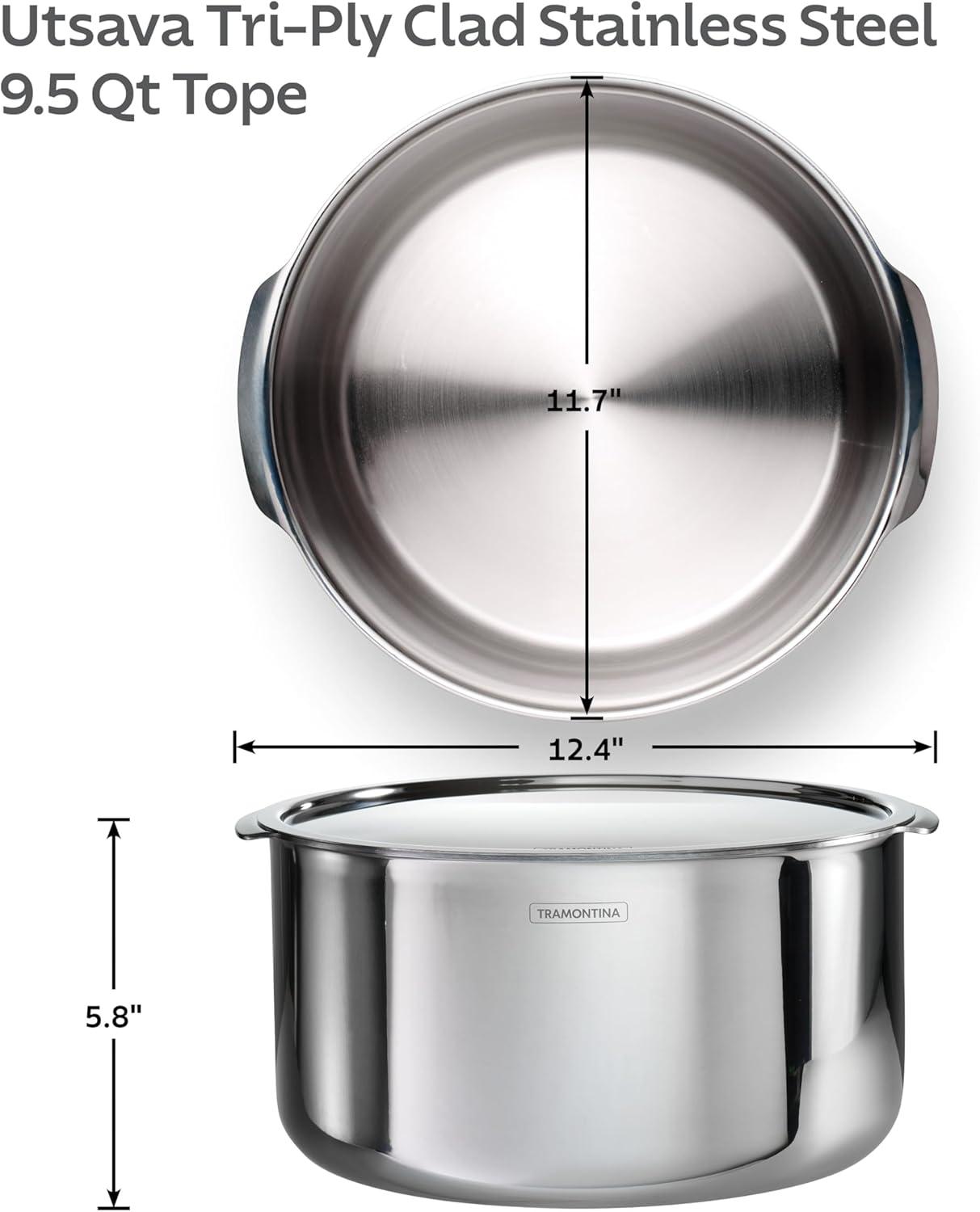 image:imageTramontina Utsava 575Quart TriPly Clad Stainless Steel Tope with Lid Large Patila Pot for Indian CookingStainless Steel