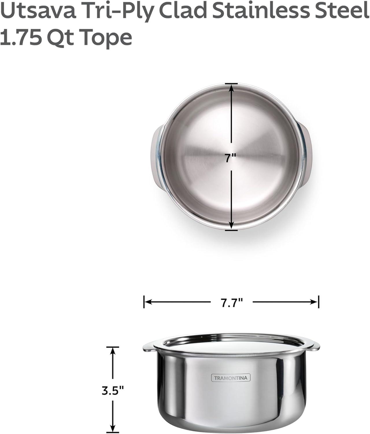 image:imageTramontina Utsava 575Quart TriPly Clad Stainless Steel Tope with Lid Large Patila Pot for Indian CookingStainless Steel