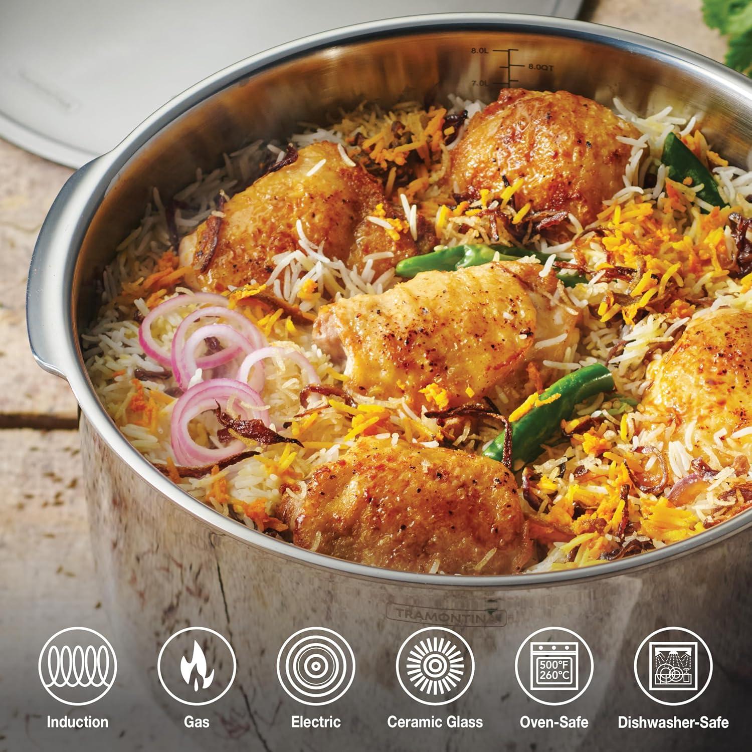 image:imageTramontina Utsava 575Quart TriPly Clad Stainless Steel Tope with Lid Large Patila Pot for Indian CookingStainless Steel