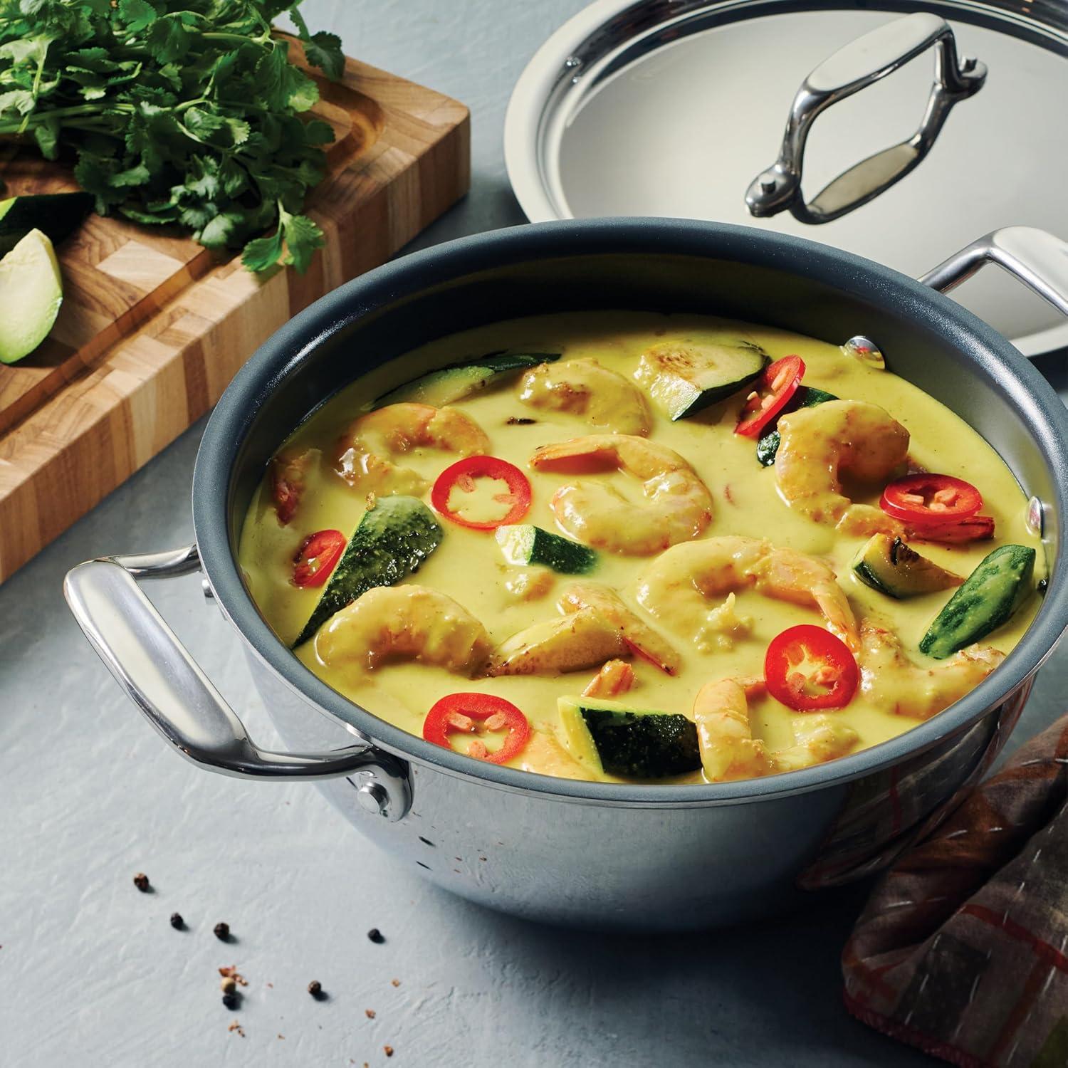 image:imageTramontina Utsava TriPly Clad Stainless Steel 18Quart Kadai with Lid and Ceramic Non Stick Interior InductionReady Small Kadhai Pot for Indian CookingCeramic