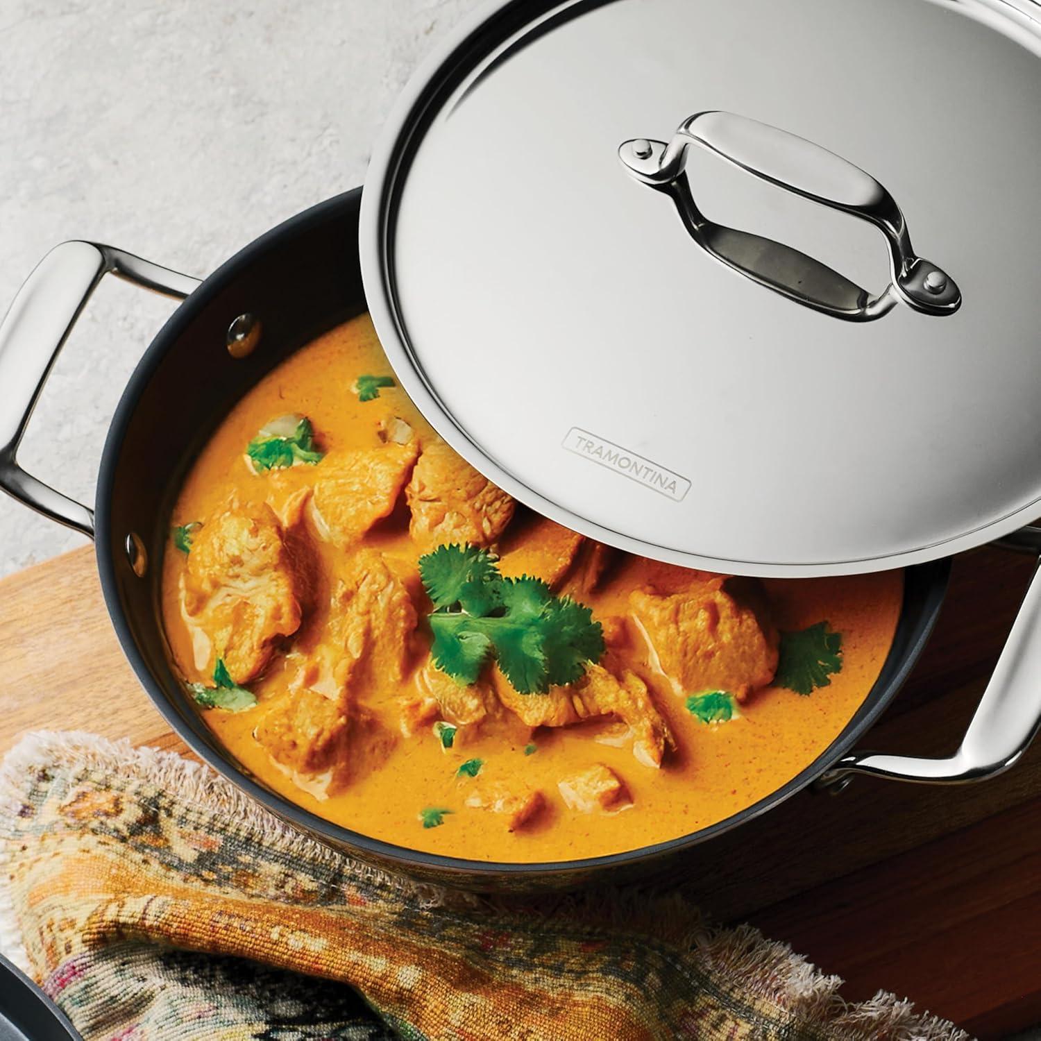 image:imageTramontina Utsava TriPly Clad Stainless Steel 275Quart Kadai with Lid and Ceramic Non Stick Interior InductionReady Kadhai Pot for Indian CookingCeramic