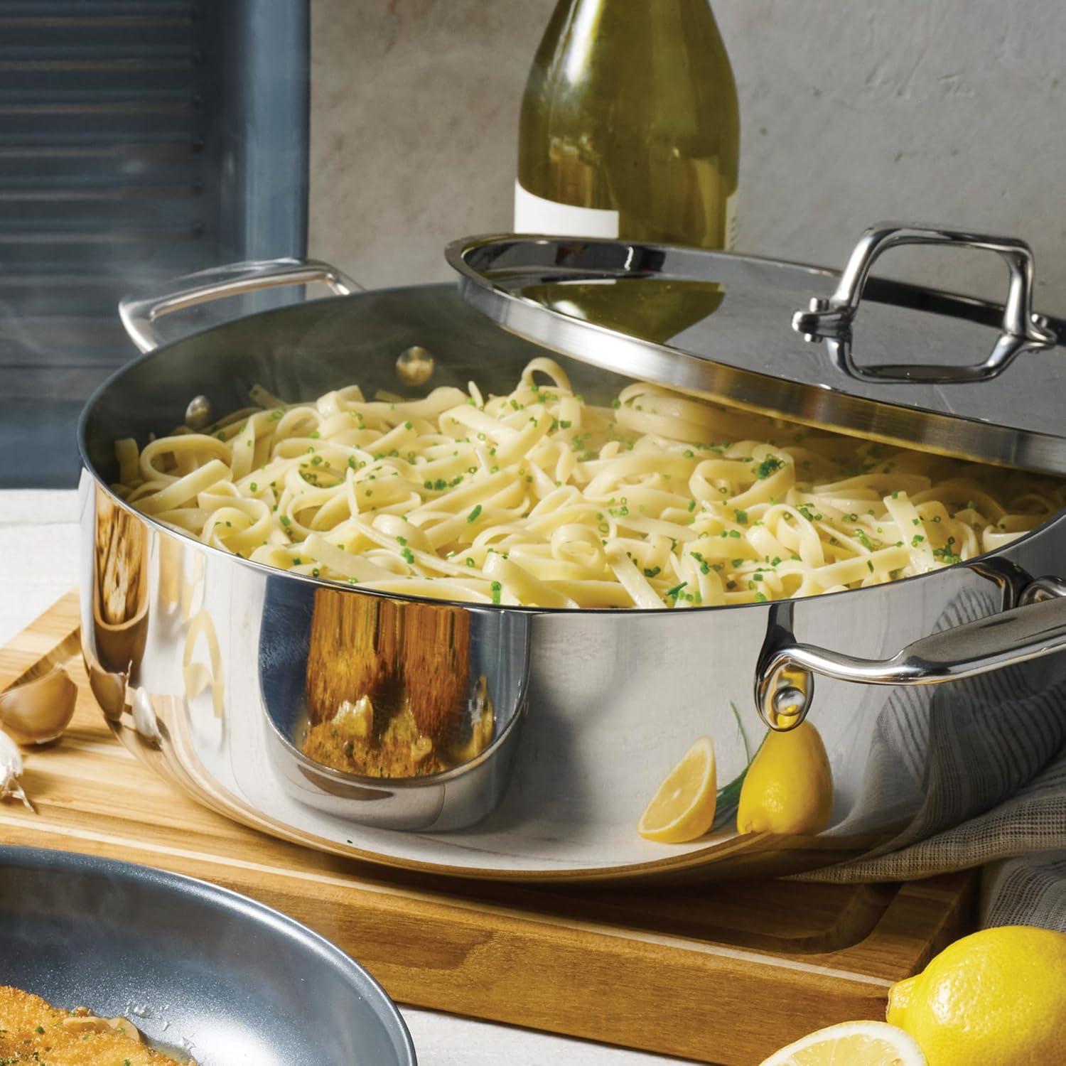 image:imageTramontina Utsava TriPly Clad Stainless Steel 29Quart Saute Pan with Lid and Ceramic Non Stick Interior InductionReady Cooking PanCasserole