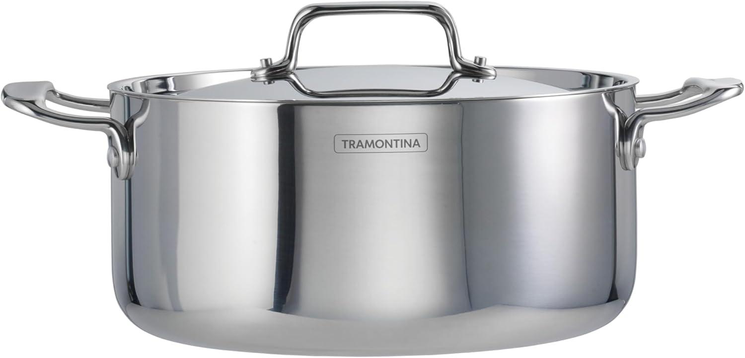 image:imageTramontina Utsava TriPly Clad Stainless Steel 29Quart Saute Pan with Lid and Ceramic Non Stick Interior InductionReady Cooking PanCasserole