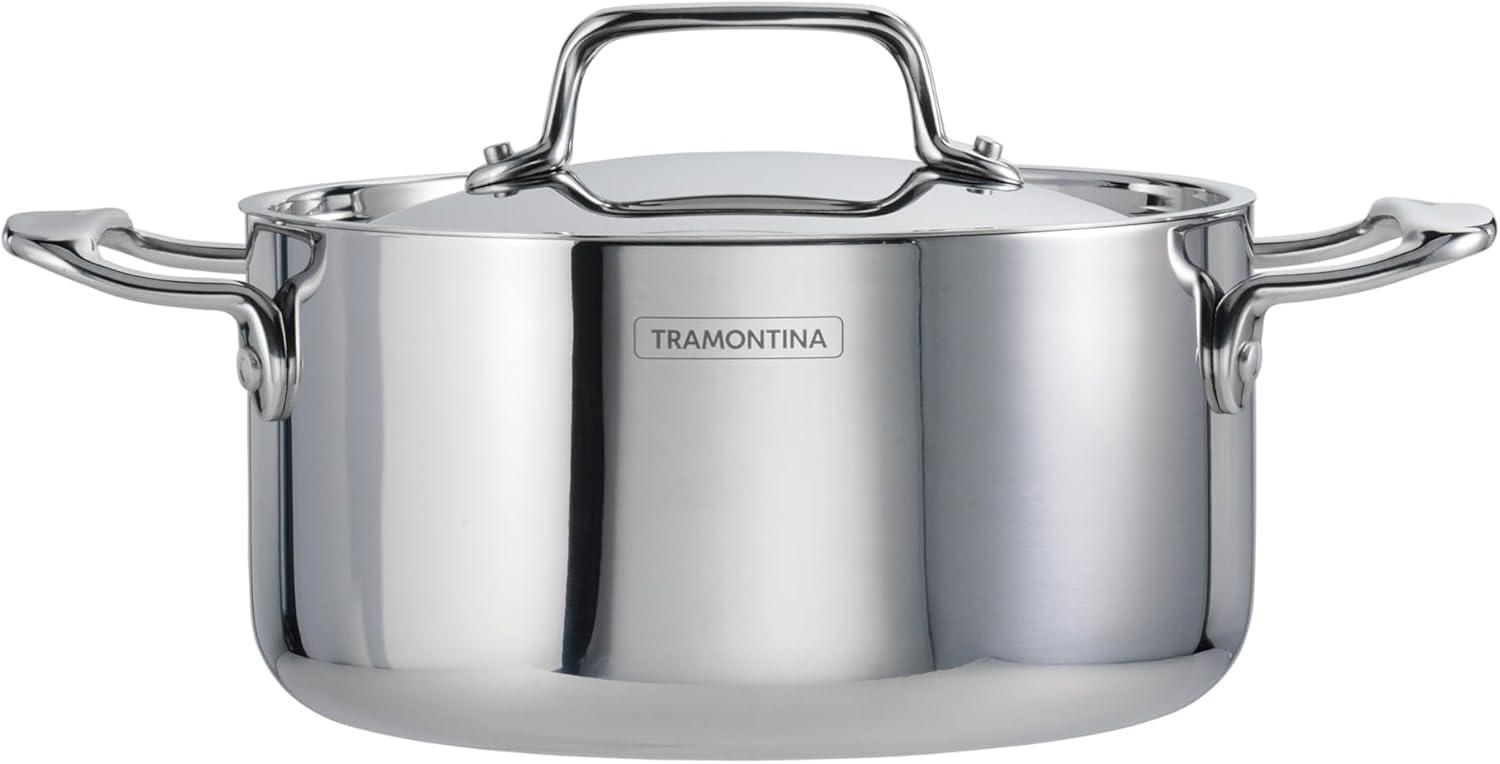 image:imageTramontina Utsava TriPly Clad Stainless Steel 29Quart Saute Pan with Lid and Ceramic Non Stick Interior InductionReady Cooking PanCasserole