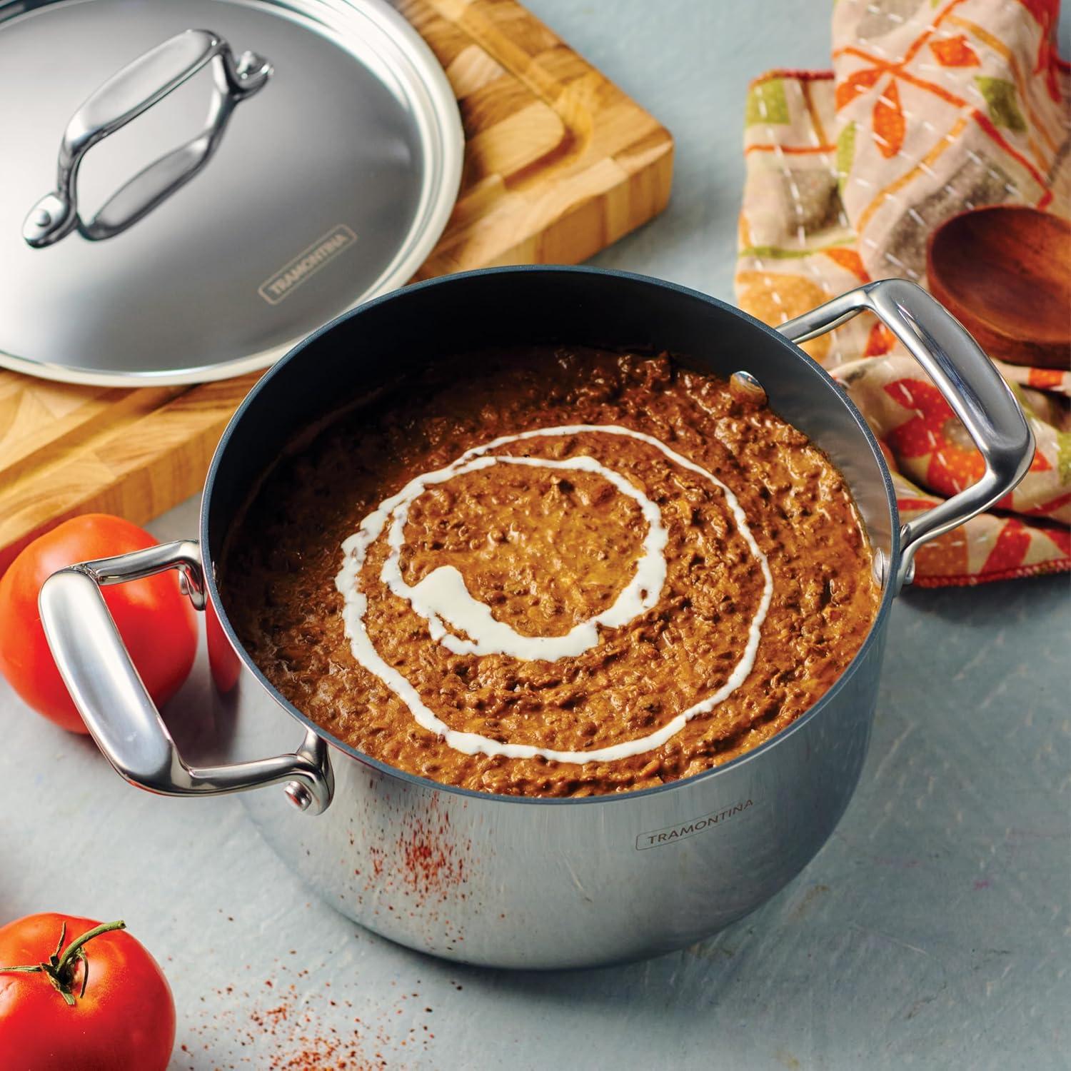 image:imageTramontina Utsava TriPly Clad Stainless Steel 29Quart Saute Pan with Lid and Ceramic Non Stick Interior InductionReady Cooking PanCasserole