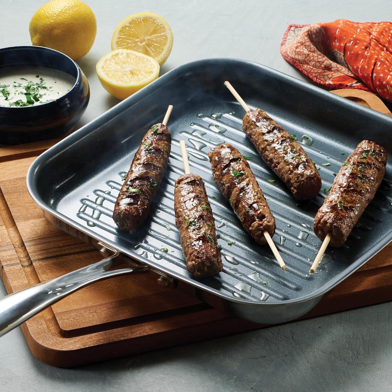 image:imageTramontina Utsava TriPly Clad Stainless Steel 29Quart Saute Pan with Lid and Ceramic Non Stick Interior InductionReady Cooking PanGrill Pan