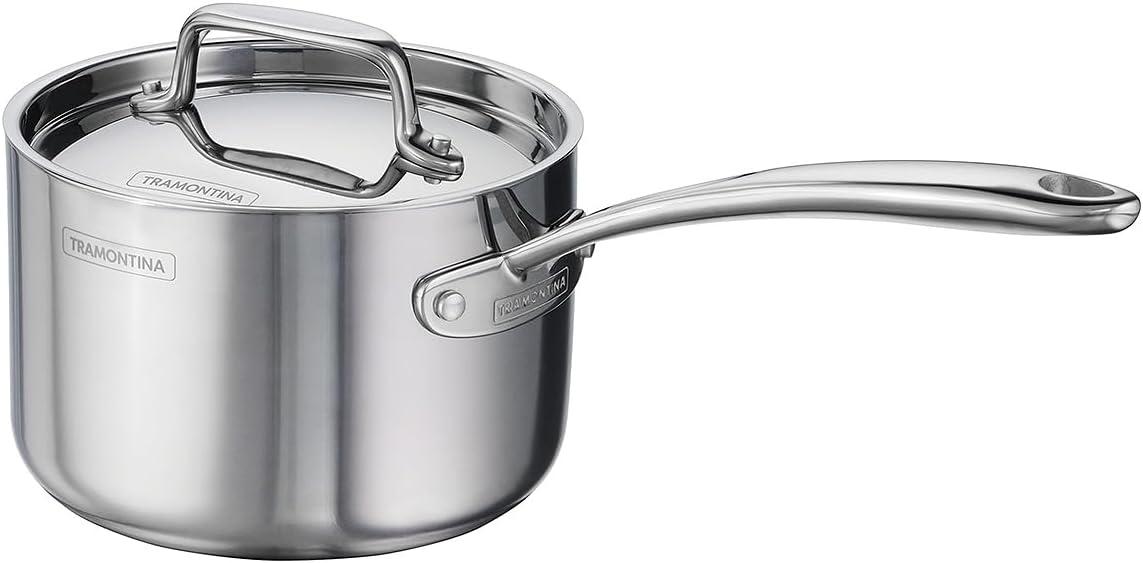 image:imageTramontina Utsava TriPly Clad Stainless Steel 29Quart Saute Pan with Lid and Ceramic Non Stick Interior InductionReady Cooking PanSauce Pan