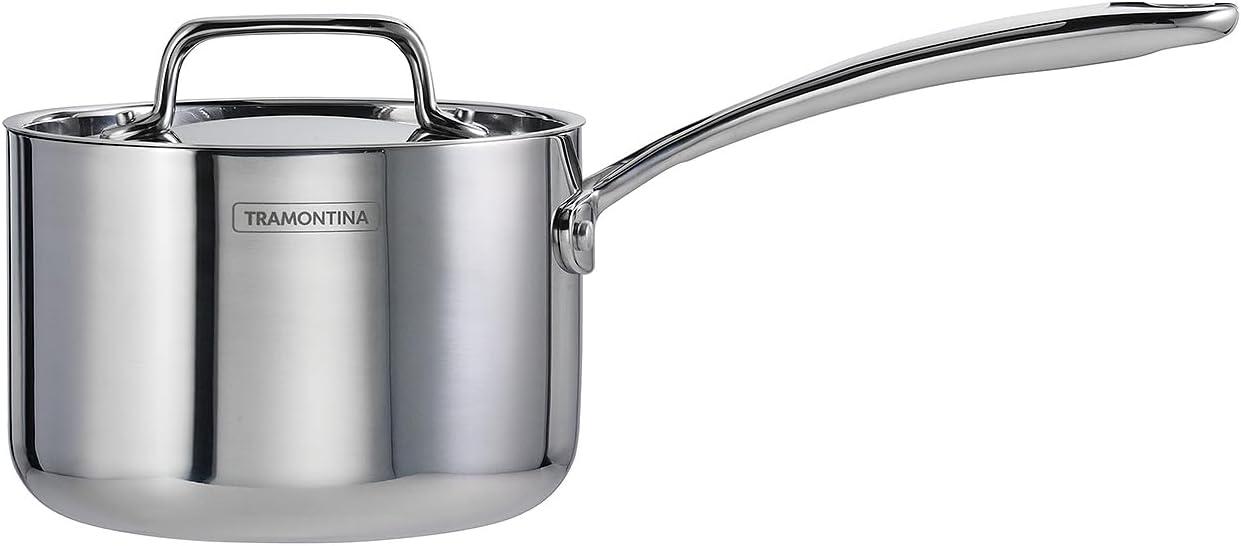 image:imageTramontina Utsava TriPly Clad Stainless Steel 29Quart Saute Pan with Lid and Ceramic Non Stick Interior InductionReady Cooking PanSauce Pan