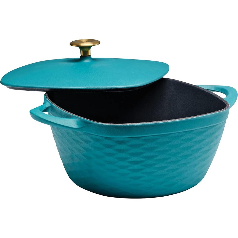 image:imagePrisma 7 Qt Enameled Cast Iron Covered Square Dutch Oven TealTeal