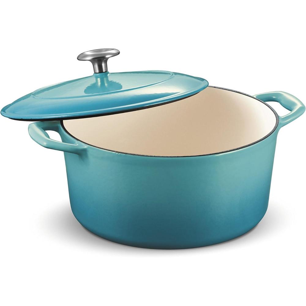 image:imageTramontina Bestow Enameled Cast Iron Dutch Oven Pot with Lid Round 55quart Medium BlueMedium Blue