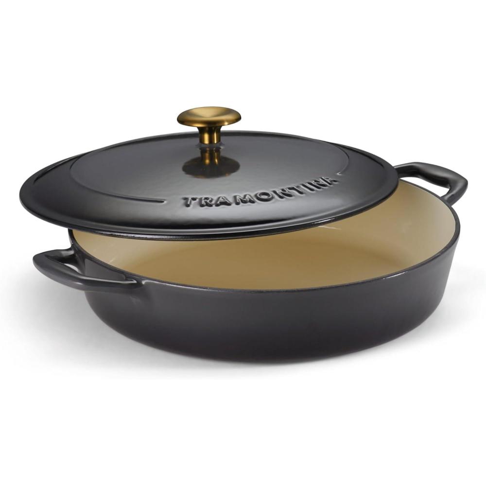 image:imageTramontina Bestow Enameled Cast Iron Dutch Oven Pot with Lid Round 55quart Medium BlueSmoke
