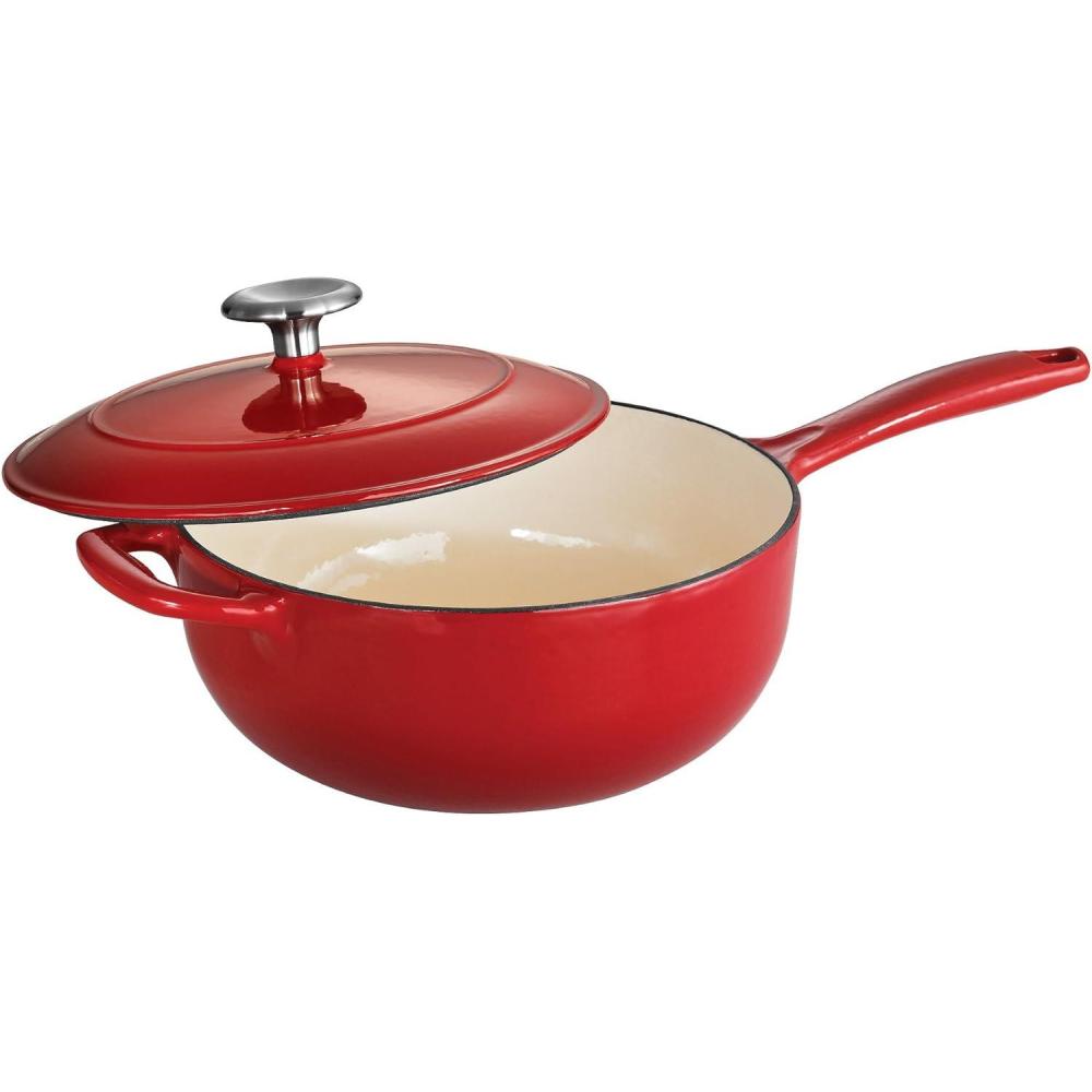 image:imageTramontina Bestow Enameled Cast Iron Saucier Pan with Lid 3quart BlueRed