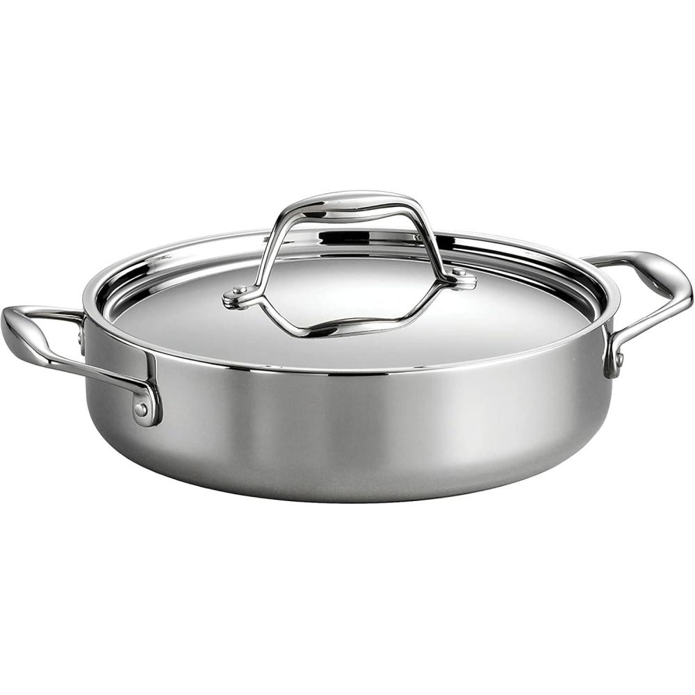 image:imageTramontina Signature TriPly Clad Stainless Steel 3Quart Saute Pan with Lid InductionReady Cooking Pan DishwasherSafe NSFCertified Made in BrazilBRAISER