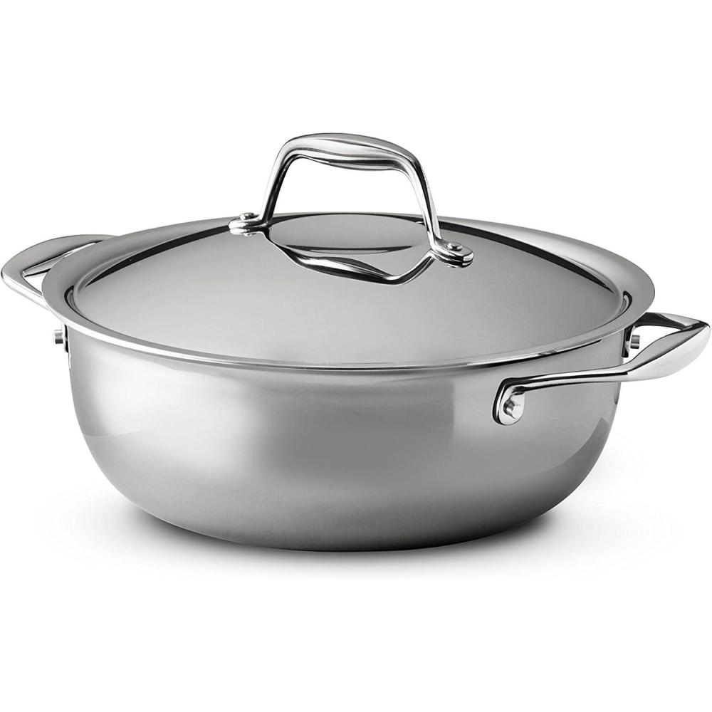 image:imageTramontina Signature TriPly Clad Stainless Steel 3Quart Saute Pan with Lid InductionReady Cooking Pan DishwasherSafe NSFCertified Made in BrazilUNIVERSAL PAN
