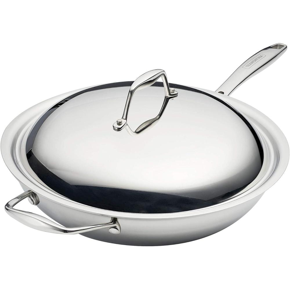image:imageTramontina Signature TriPly Clad Stainless Steel 3Quart Saute Pan with Lid InductionReady Cooking Pan DishwasherSafe NSFCertified Made in BrazilWOK