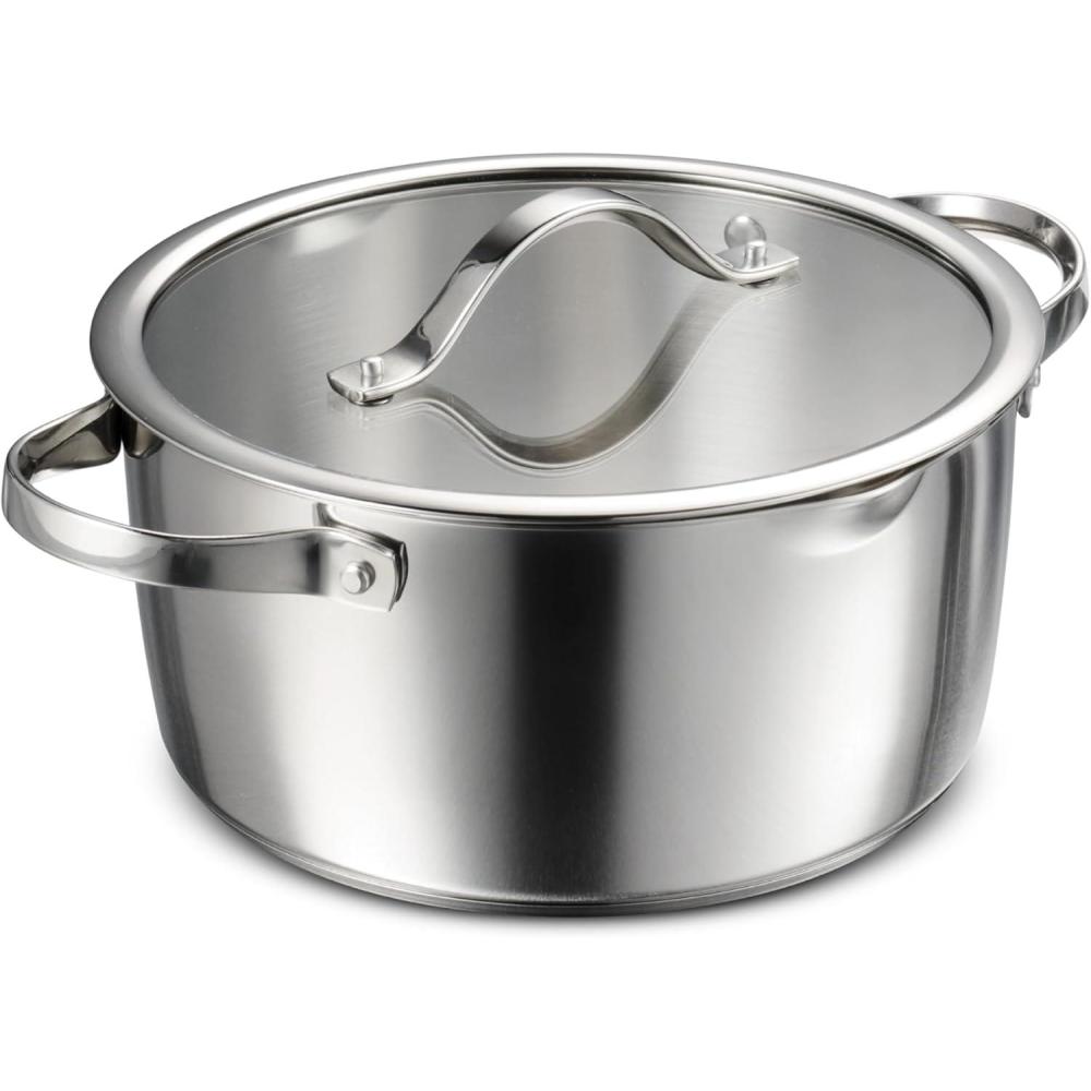 image:imageTramontina Tempo TriPly Base Stainless Steel 14Piece Cookware Set with Glass Lids Pots and Pans Kitchen Set InductionReady OvenSafe DishwasherSafeDutch Oven